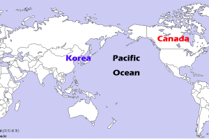 world map_Canada and Korea