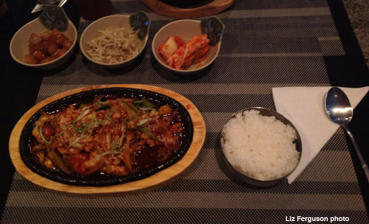 Squid dish ojingeo bukkeum at the Korean restaurant Chingu in Montreal. (Photo by Liz Ferguson)